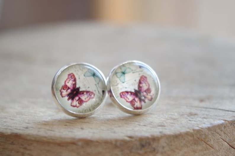 Butterfly stud earrings Christmas gift for her Vintage butterfly jewelry Small Stud Earrings Anniversary gift for girlfriend women wife