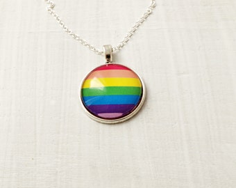 Gay pride necklace Lesbian jewelry Gift for gay Rainbow necklace LGBT jewelry Gay Pride flag Colorful necklace Rainbow stripe Gay necklace