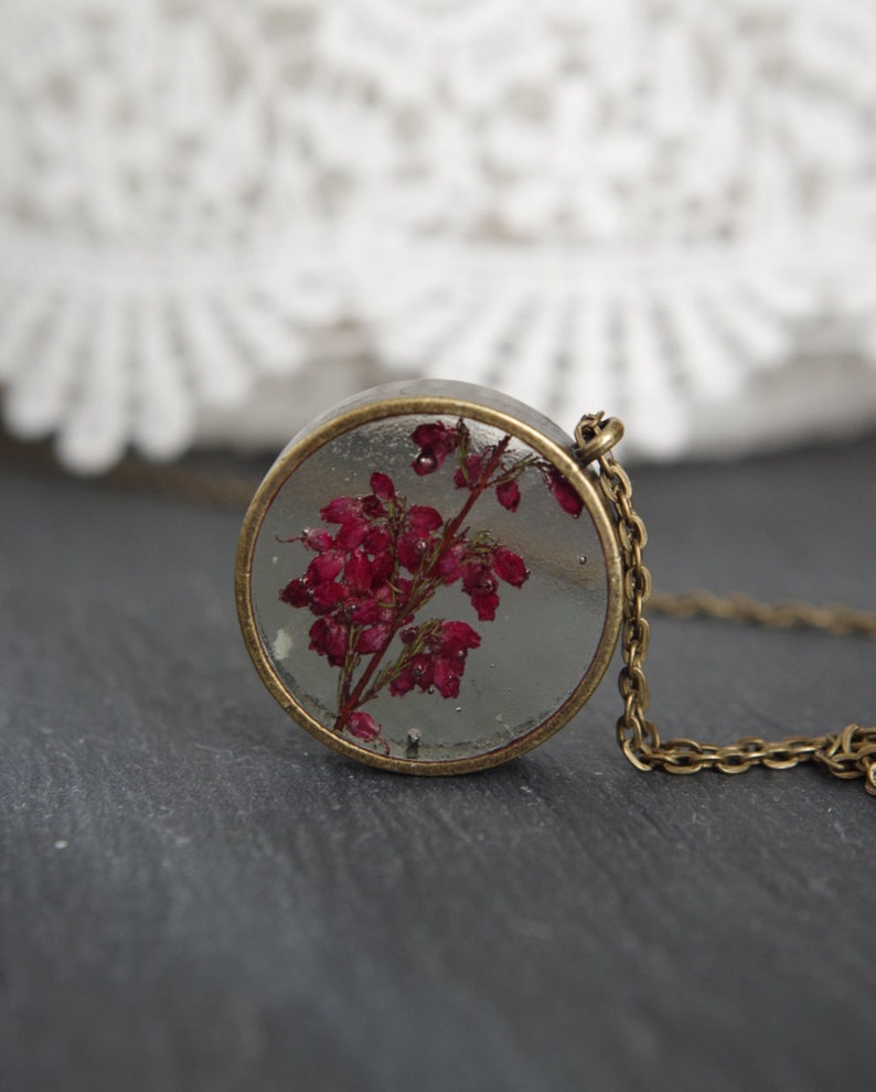 Real Flower Necklace Botanical Necklace Resin Flower Necklace Etsy