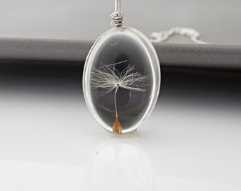 Dandelion necklace Real dandelion seeds jewelry Pressed flower necklace Terrarium necklace Nature plant  Christmas gifts women