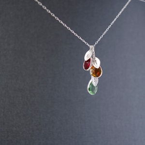 Collar con piedra de nacimiento personalizado, collar con inicial familiar para mamá, joyería con letras para mamá, regalo de Navidad para abuela