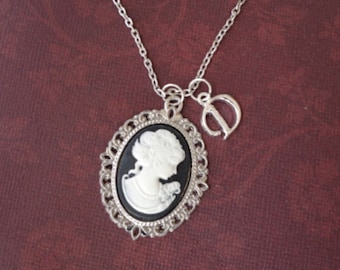 Collana cameo personalizzata Argento Lettera Gioielli Donna Cameo Collana Damigella d'onore Ragazza Migliore Amica Regalo per i suoi regali unici per le donne