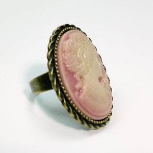 Rose cameo ring  Bronze adjustable ring Vintage cameo jewelry