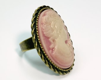 Rose cameo ring  Bronze adjustable ring Vintage cameo jewelry