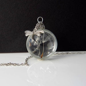 Dandelion necklace Real dandelion jewelry Dandelion seed Christmas gift for her Terrarium necklace Make a wish necklace Glass pendant