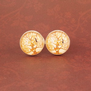Tree Cufflinks Klimt Tree of Life Cufflinks Mens Accessory Glass Cufflinks Picture Cufflinks Vintage Jewelry Anniversary Gift for Him Mens