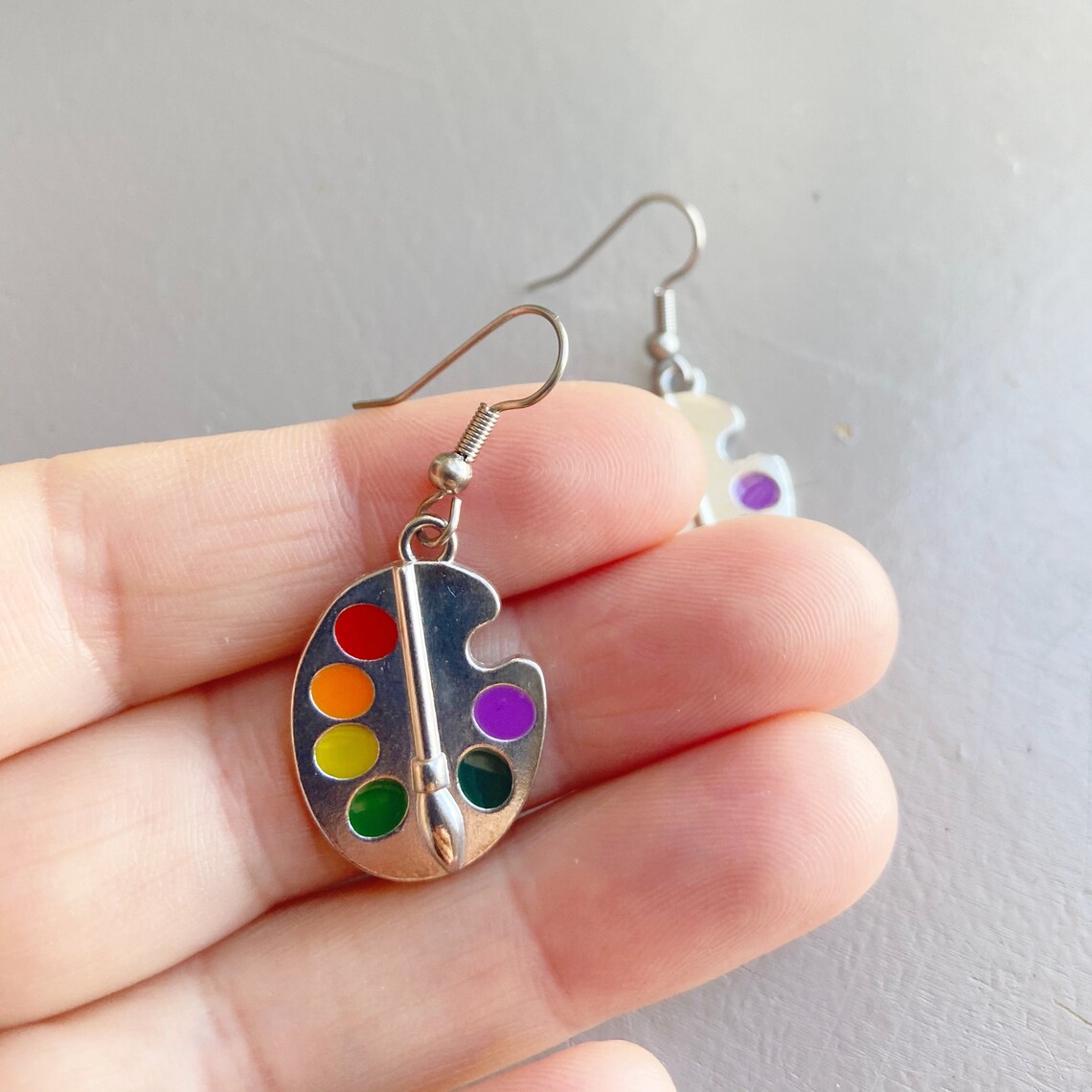 Paint palette earrings Artist charm earrings Colorful paint Etsy