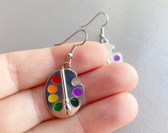 thumbnail image 2 of Artist Palette Earrings Painter Earrings Art Earrings 2 of 14