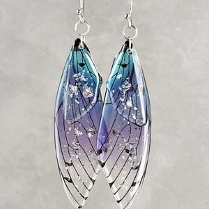 Blue butterfly wings dangle earrings Insect jewelry Christmas gift for her Birthday monarch wings butterfly earrings image 5