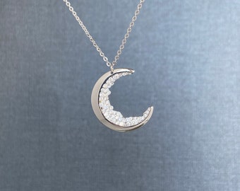 Halbmond Halskette Celestial Schmuck Silber Mond Phase Halskette Freundschaftsschmuck Geburtstag Geschenk für Sie