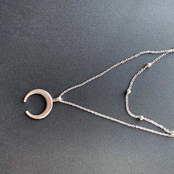 Crescent Moon Necklace Celestial Upside Down Moon Necklace