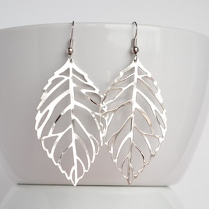Long Leaf Earrings Woodland Jewelry Nature Inspired  Dangle drop earrings Mothers day Gift For Her gift for women