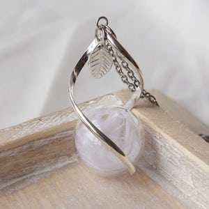 Real white feather necklace Glass globe pendant Terrarium pendant Boho jewelry Bohemian necklace Angel wing necklace Birds feather necklace image 3