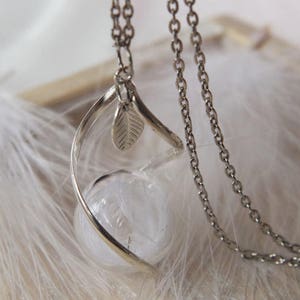 Real white feather necklace Glass globe pendant Terrarium pendant Boho jewelry Bohemian necklace Angel wing necklace Birds feather necklace image 9