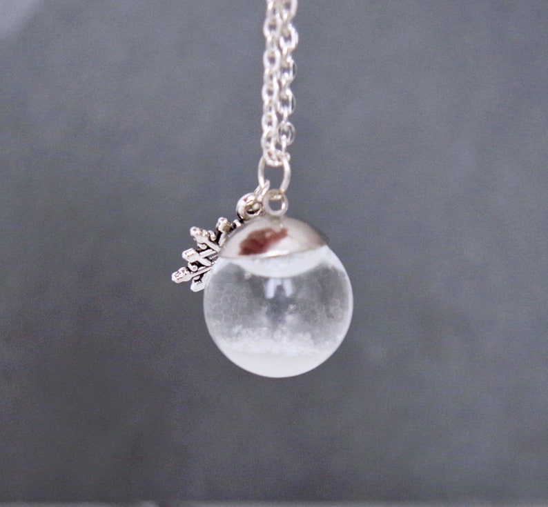 Winter Pendant .snow Globe Necklace .frozen Snowflake in Etsy