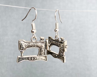 Sewing Machine Earrings Antique Silver Two Sided Sewing Jewelry Sewing Gifts  Seamstress Gifts for her Mothers day