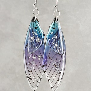 Blue butterfly wings dangle earrings Insect jewelry Christmas gift for her Birthday monarch wings butterfly earrings image 10