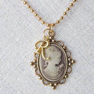 Personalized  Victorian woman cameo necklace Lady cameo Jewelry Girl Cameo Antique Brass Pendants Romantic Gift for Her