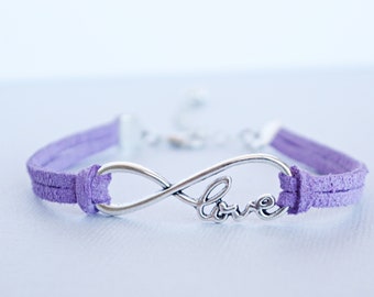 Infinity Love Bracelet: Silver Plated Suede Adjustable Jewelry