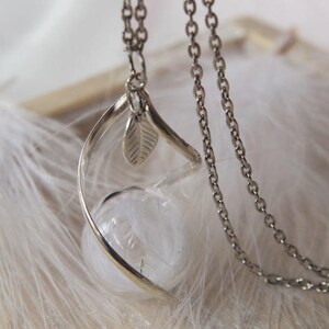 Real white feather necklace Glass globe pendant Terrarium pendant Boho jewelry Bohemian necklace Angel wing necklace Birds feather necklace image 7
