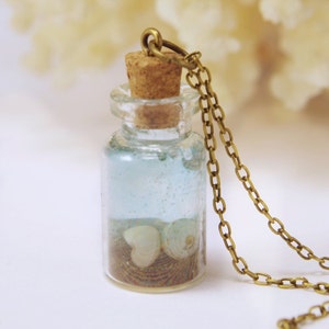 Shell  in Bottle necklace Miniature ocean in Bottle Jewelry  Natural Nautical Necklace Mothers day gift gift for women