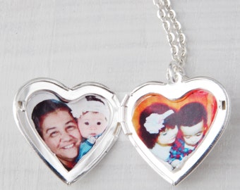 Heart photo locket Personalized  locket Family album necklace Customized jewelry Memory necklace  Picture Locket Mothers day gifts