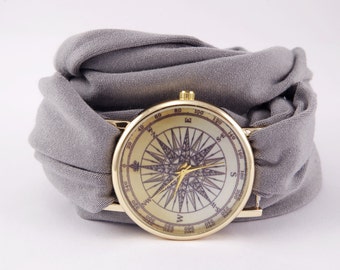 Montre compass pour femmes Bracelet Infinity couverture de tatouage de poignet extensible Cadeau d’anniversaire pour adolescente Montre bracelet vintage montre boussole
