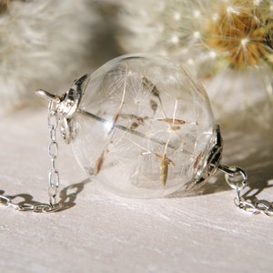 Löwenzahnsamen Halskette Echte Löwenzahnschmuck terrarium Halskette Lange Halskette Jahrestagsgeschenk für Frauen Botanischer Schmuck Blumenhalskette