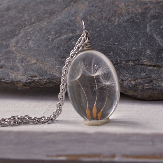 Necklace with dandelion inside sale