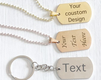 Personalized necklace for men, Custom tag engraving keyring for Father, Gift for Boyfriend, Birthda  Gift For Him,Stainless Steels