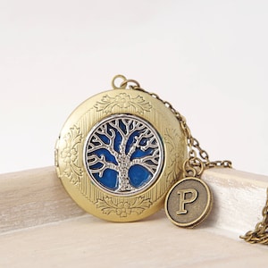 Medallón personalizado Árbol de la vida collar Árbol genealógico Medallón Madres regalo de día para mamá Foto Medallón Vintage Joyería Memoria regalo