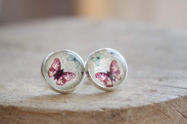 Butterfly stud earrings Christmas gift for her Vintage butterfly jewelry Small Stud Earrings Anniversary gift for girlfriend women wife