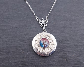 Family tree necklace Tree of life locket Personalized jewelry Steampunk Photo pendant  Christmas Gift for mom