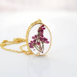 Flower necklace Terrarium jewelry Mothers day gift for her Pressed flower Botanical necklace Plant jewelry Anniversary gift women Woodland image 8