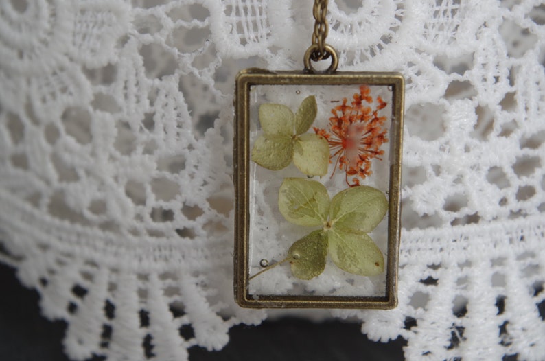 Flower necklace Real flower necklace Resin jewelry Dried Etsy