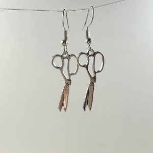 Silver Scissors Drop Earrings: Hair Stylist Gift