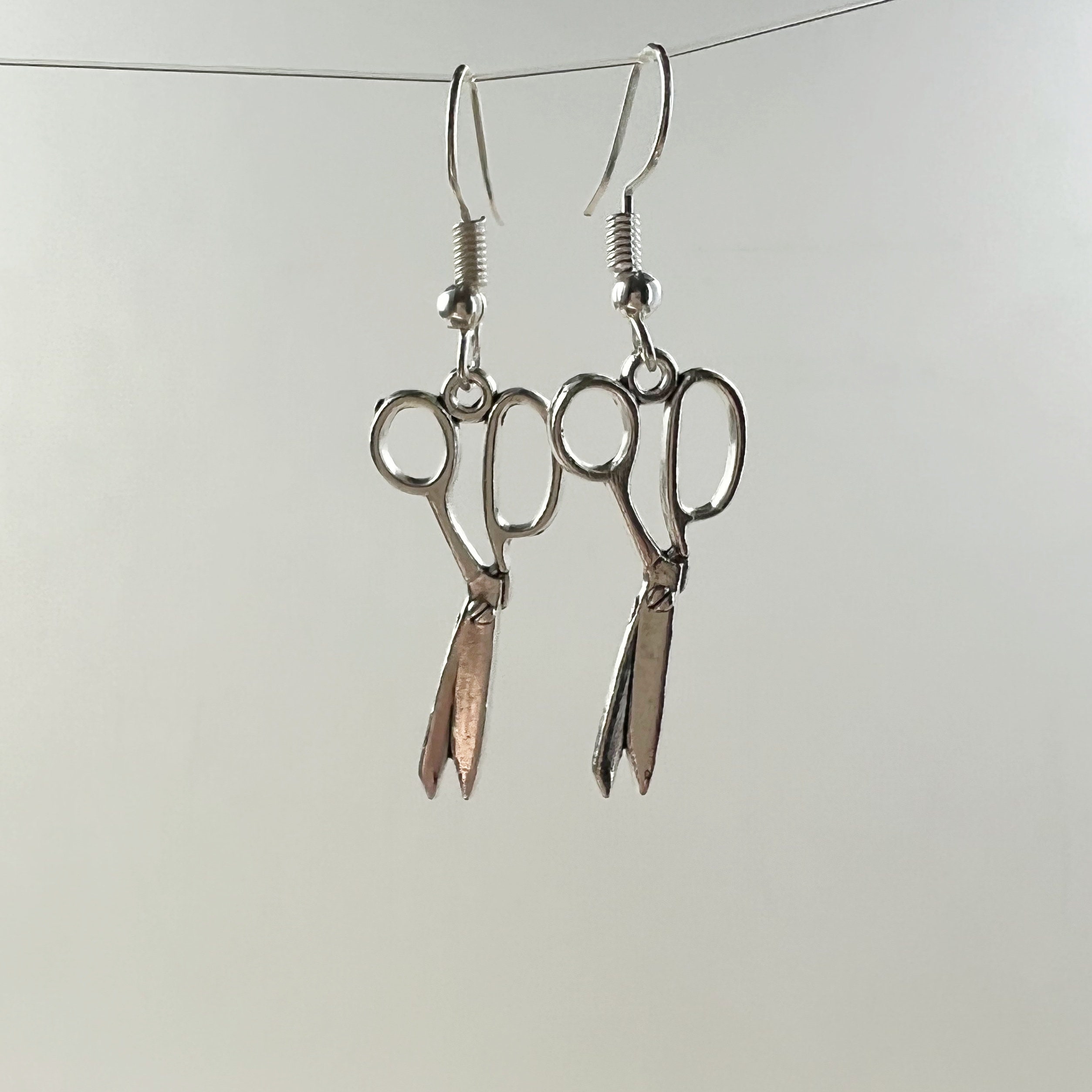 Silver scissors drop earrings Christmas gift for hairdresser, Hair Stylist , Sewer gifts , dressmaking ,Crafty gift Seamstress jewelry
