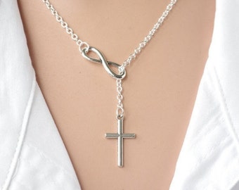 Collier Croix Infini Infinity Lariat Faith Forever CollierInfinity Cross Collier Infinity Cross Lariat Faith Forever