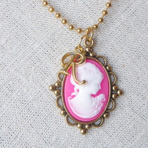 Woman cameo necklace Gold initial necklace Personalized cameo necklace Victorian cameo Jewelry Girlfriend gifts Christmas gift for her image 10