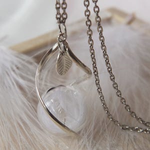 Real white feather necklace Glass globe pendant Terrarium pendant Boho jewelry Bohemian necklace Angel wing necklace Birds feather necklace image 4