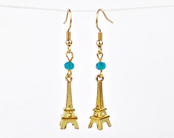 Eiffel Tower 3D Paris drop earrings ,Olympic Games in Paris 2024 Eiffel Tower symbol of France jewelry, Paris lover gifts for girls French