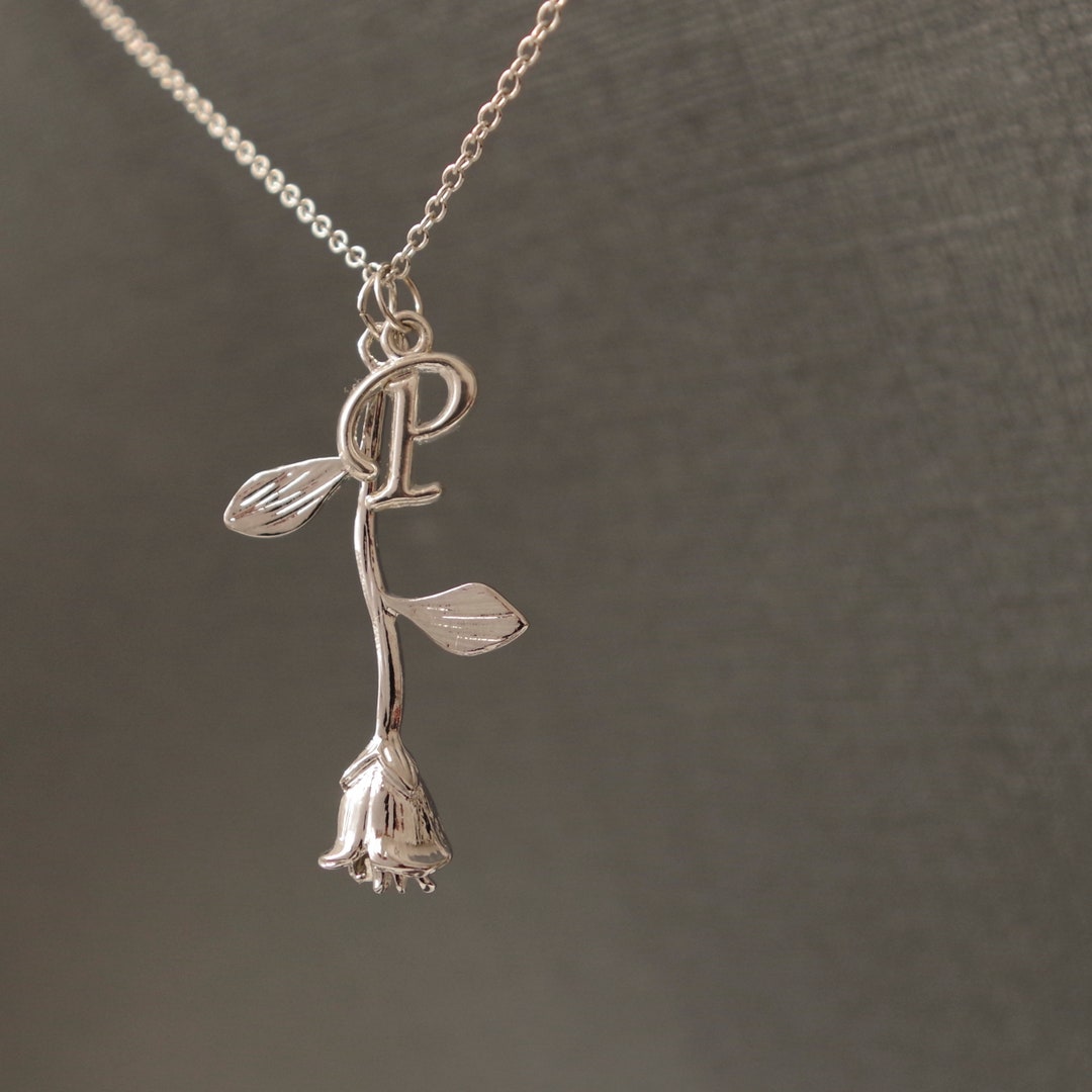 Rose Initial Necklace, Personalized Floral Jewelry, Bridesmaid Gift - Etsy