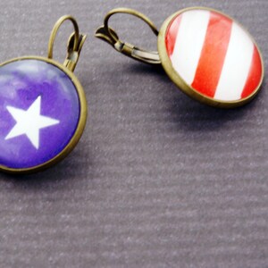 Boucles doreilles Stars Stripes Boucles doreilles Drapeau américain Boucles doreilles Stars Stripes Clip-On Boucles doreilles USA boucles doreillesnational pavillon américain image 2