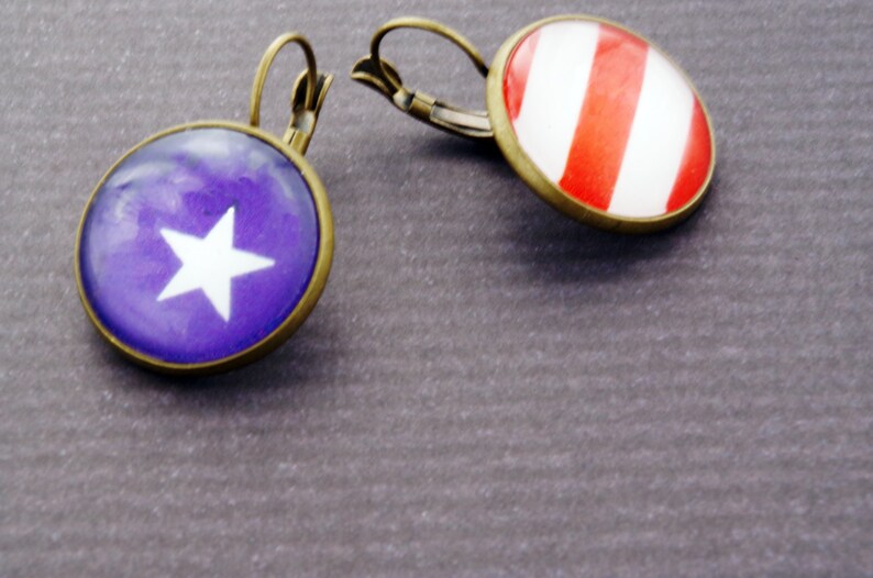 Boucles doreilles Stars Stripes Boucles doreilles Drapeau américain Boucles doreilles Stars Stripes Clip-On Boucles doreilles USA boucles doreillesnational pavillon américain image 2