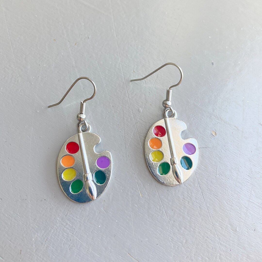 Paint Palette Earrings Artist Charm Earrings Colorful Paint Jewelry