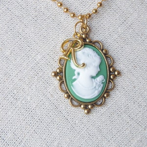 Personalized cameo necklace Victorian initial necklace Christmas gift for Best Friend Romantic Gift for Her image 1