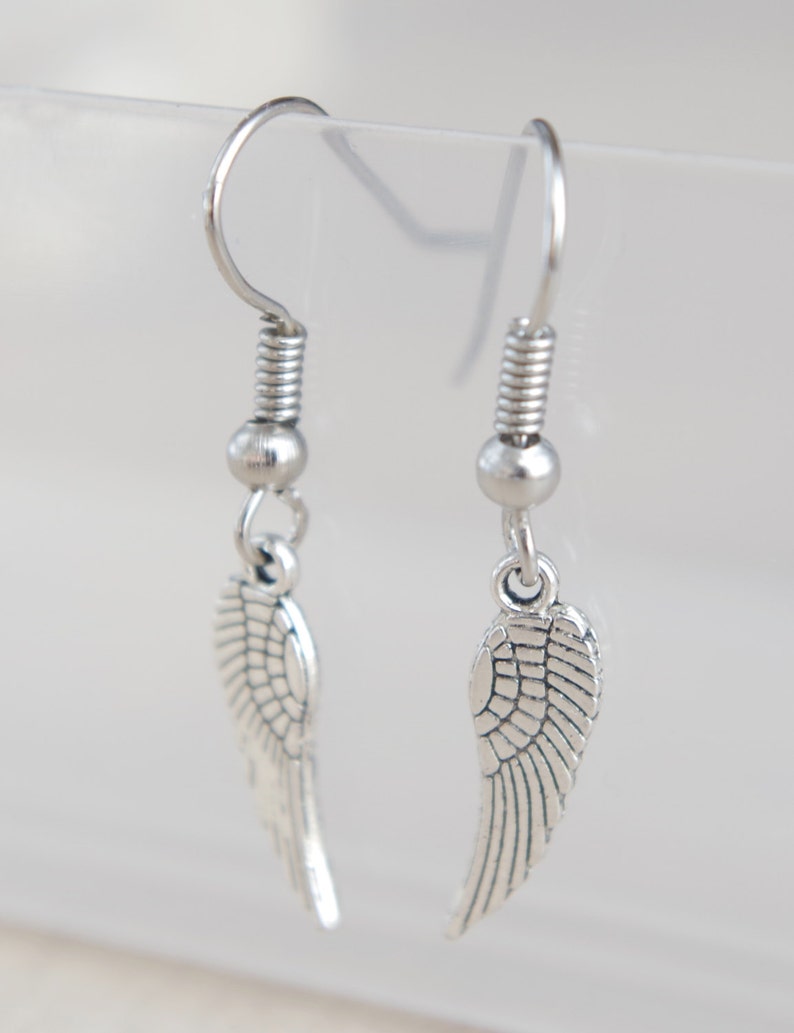 Angle Wing Earrings Angle Wing Charm Angle Wing Drop Earring Trending Earring Silver Angle Wing Silver Wings Earrings Fairy Wings Earrings image 4