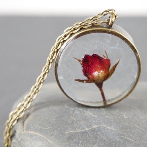 Real rose necklace Real Flower Jewelry Red Rose Pendants Dried flower necklace Botanical necklace Rose jewelry Romantic Mothers day gift mom