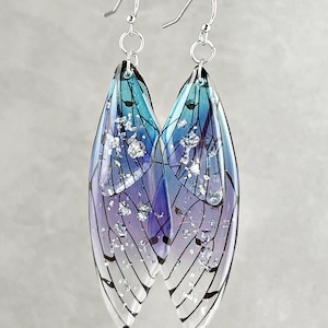Blue butterfly wings dangle earrings Insect jewelry Christmas gift for her Birthday monarch wings butterfly earrings