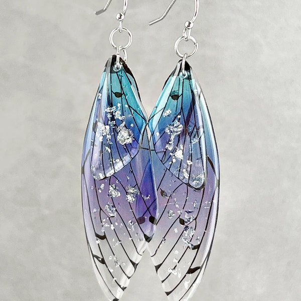 Blue butterfly wings dangle earrings Insect jewelry Christmas gift for her Birthday monarch wings butterfly earrings